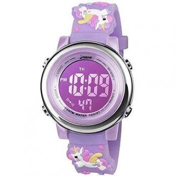 BIGMEDA Reloj Digital para Niños Niña, Luz Intermitente LED de 7 Colores Reloj de Pulsera Niña Multifunción, para Niños de 3 a 12 años