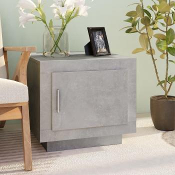 Mesa baja multicapa de madera y hormigón gris, dimensiones 51x50x45 cm