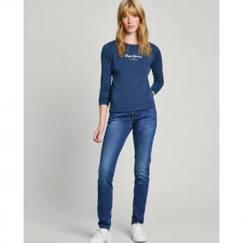 Vaquero Pitillo Mujer Tiro Medio Efecto Desgastado Pepe Jeans