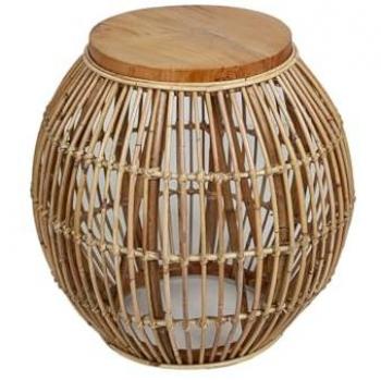 Mesa auxiliar Romimex Natural Metal Ratán 45 x 50 x 45 cm