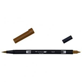Tombow Dual Brush-969 - Rotulador Doble Punta Pincel, Color Marrón