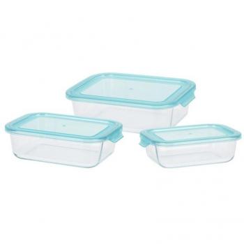 Set de 3 Fiambreras de Cristal - Tamaños: 630ml, 1000ml y 1480ml, Marca: Excellent Houseware