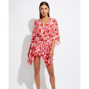 Selmark - Caftán de playa corto con estampado