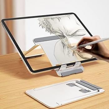 Newaner Soporte para Tablet de Aluminio Soporte Plegable Ajustable para teléfono Celular, Mesa, Compatible con iPad, MediaPad, iPhone, Otras tabletas 5 -13, Kindle, Smartphone de 4 - 8, Plateado