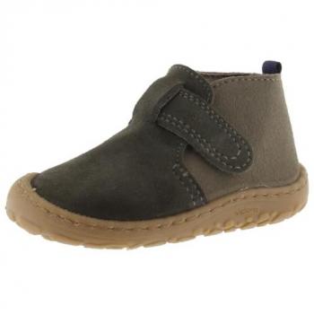 Victoria Bosco Barefoot Botín Serraje Kaki 1370102 para bebé niño con cierre adherente, plano y respetuoso barefoot (hasta talla 30)