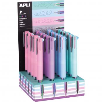Bolígrafo Gel Apli Nordik Collection 5 Colores Pastel Acabado Soft Touch Silicona Expositor 20 Unidades