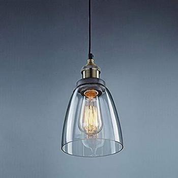 Unimall Lámpara de Techo Vintage Vidrio Colgante de Luz Industrial Lámpara Colgante de Cristal Transparente con Pantalla Vendimia Ideal para Habitación Salón Cocina Restaurante Cafetería
