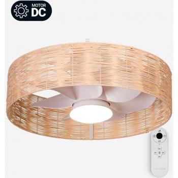 Ventilador de Techo Universal Blue Calma 7020WM Mimbre Aspas Ocultas 28W 6 Velocidades WiFi Ø60 Cm