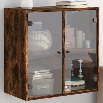 Armario de pared con vidrio ahumado de roble ante 68x37x68,5 cm