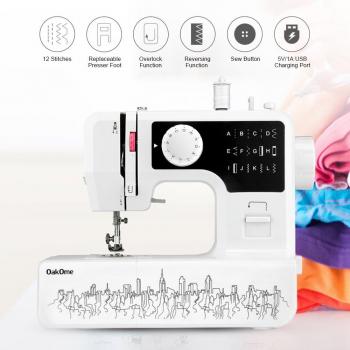 OAKOME Mini Máquina de Coser Automática Eléctrico de Doble Velocidad de Rosca Automática con Luz,Automatic Sewing Machine Eléctrico,Juguete de Plástico para Niños