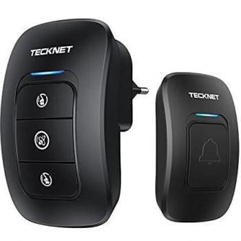TECKNET Timbre inalámbrico,Timbre de Puerta con Indicadores LED, Resistente al Agua, 38 Melodías, Alcance a 250m, 4 Niveles de Volumen