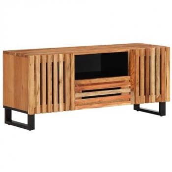 Mueble de TV madera maciza de acacia 100x34x46 cm Marrón