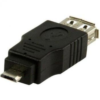 Adaptador USB A Hembra a Micro USB B Macho, Negro, 2 cm