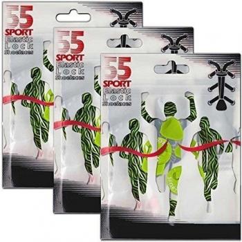 55 Sport Zig Zag Patrón Elástico Cordones de bloqueo para correr y triatlón, hombre mujer Infantil, Lime