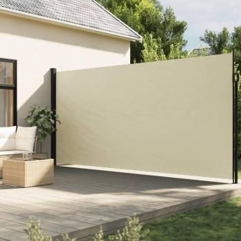 Toldo lateral retráctil 220x300 cm en color crema, negro y azul