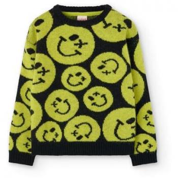 Boboli Jersey Knitwear de niño con estampado all over, cuello redondo y diseño tricotosa AW24519229