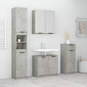 Set de muebles de baño 4 piezas madera contrachapada gris hormigón