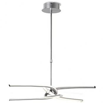 Lámpara de techo LED Knot telescópica semi 45W con brazos curvos 3000K, 3150lm, plata / acrílico mate / cromo pulido