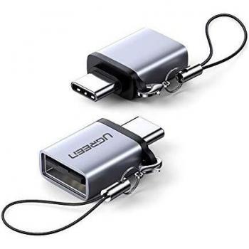 UGREEN Mini Adaptador USB-C a USB 3.0 Carga y Transfiere 5Gbps, Convertidor USB Tipo C Compatible Thunderbolt 3 para MacBook Pro, Macbook Air, iPad Pro 2020 2018, Aleación Aluminio,2 Unidades