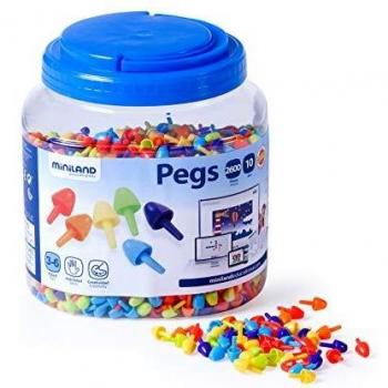 Miniland- Pegs 10 mm (2.600 Piezas) -Bright Colors Jugar con mosaicos. (31847) , color/modelo surtido