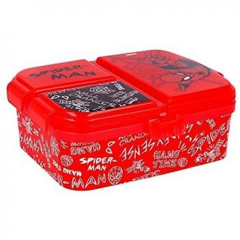 Stor Spiderman| Sandwichera con 4 Compartimentos - Tupper Infantil - Fiambrera Decorada para Niños