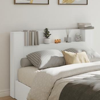 Cabecero de cama con contenedor y luz LED blanco 160x16,5x103,5 cm