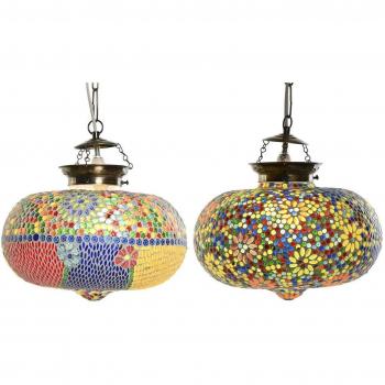 Lámpara de Techo DKD Home Decor 32 x 32 x 26 cm Cristal Multicolor 25 W (2 Unidades)