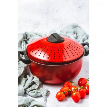 Olla Grande para Pasta con Tapa Colador KitchenCraft World of Flavours, Color Rojo, 4 Litros