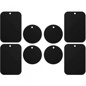 ivoler 8 Piezas láminas Metálicas, Muy Finas Reemplazo de Placas de Metal con Adhesivo para Soporte Movil Coche Magnético/Soporte iman movil Coche - 4 Redondas y 4 rectangulares,Negro
