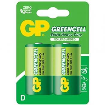 Batería D (R20) de Cloruro de Zinc GP Greencell 1,5V - Paquete de 2 unidades