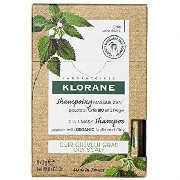 Klorane Champu Mascarilla de Ortiga 2 en En Polvo, 8 Sobres, Blanco