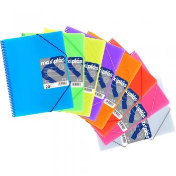 Grafoplas Carpeta Maxiplás con Espiral y Gomas, 30 Fundas Taladradas A4 Amarillo