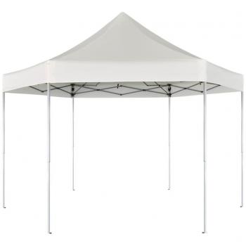 vidaXL Carpa de Jardín Plegable Hexagonal Acero y Poliester PVC Blanco Crema