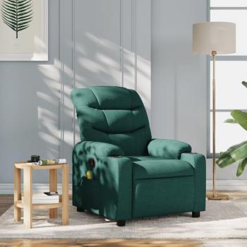 Sillón de masaje reclinable de tela verde oscuro Vidaxl