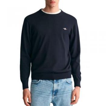 Jersey de Punto GANT Hombre - Clásico Cuello Redondo Algodón - Azul Marino - Talla L