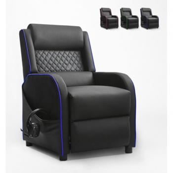 Silla Gaming Reclinable con Reposapies en Polipiel Challenge - Azul Marino