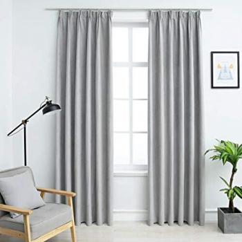vidaXL Cortinas Opacas con Ganchos de 2 Unidades, 140 x 225 cm, Color Gris