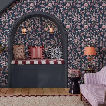Navy Floral Friendship Garden Wallpaper