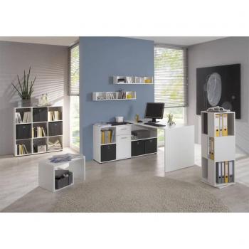 Estantería FMD de 9 compartimentos en Roble y Blanco, estilo antiguo, ideal para Oficina, Estudio o Dormitorio, Mueble de Almacenaje y Librería