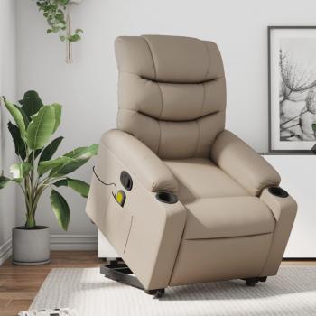 Sillón de masaje reclinable color capuchino con cuero artificial y función de reclinación Vidaxl 376576
