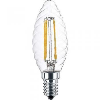 Lámpara LED Filamento E14 4,5W 470lm 2700K Vidrio Claro Forma de Vela