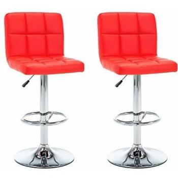 vidaXL 2X Sillas Altas de Bar Cuero Sintético Rojo Taburete Comedor Asiento