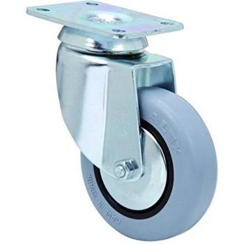Rueda Giratoria para Colectividades, RUEDAS ALEX - BH PGI, Fijación de Placa, Aro de Goma inyectada, Ø 100 mm