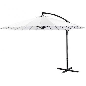 Parasol excéntrico altura máxima 3m Ø300cm color blanco cuerpo de aluminio