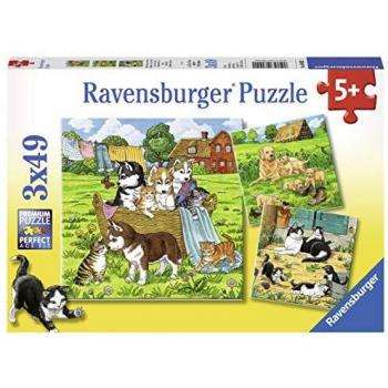 Puzzle Ravensburger Dulces Gatos y Perros - 3x49 Piezas