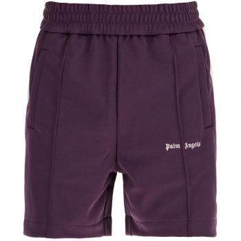 Palm Angels Men's Purple Ecru Side Band Trash Shorts - Size M