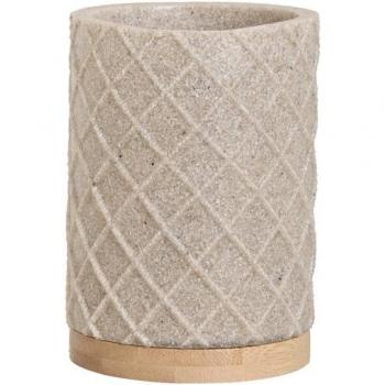 Vaso de resina bambú 7,5x7,5x10 cm color beige