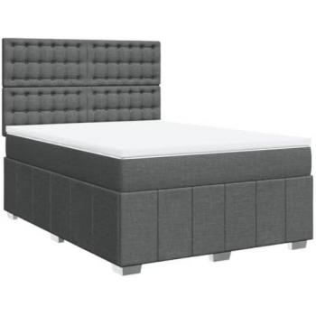 Cama box spring con colchón tela gris oscuro 160x200 cm