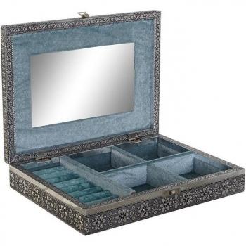 Joyero DKD Home Decor Plateado Azul Cielo Madera Aluminio 27,5 x 20 x 5,4 cm