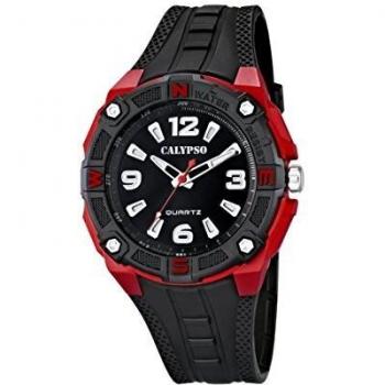 Calypso Men's Quartz Watch with Black Dial Analogue Display and Black Plastic Strap K5634/4